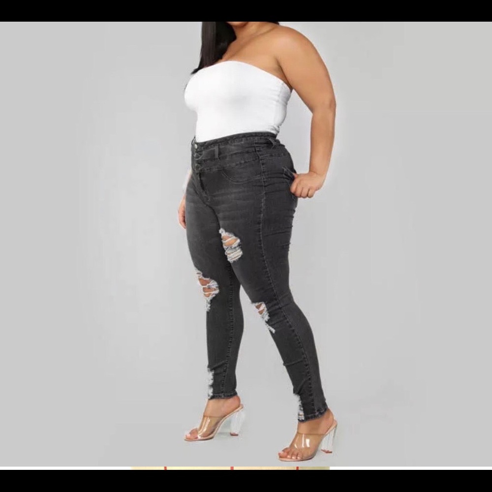 WOMEN’S HIGH WAIST PLUS SIZE JEANS- black